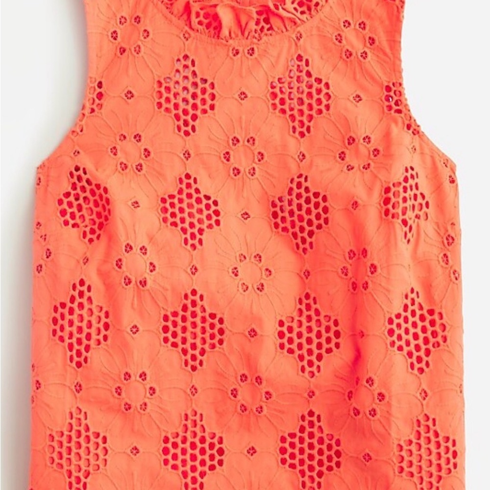 J. Crew Orange Fleur Top in Eyelet